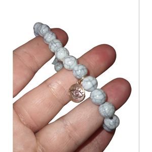 Grey black healing stone stretch bracelet